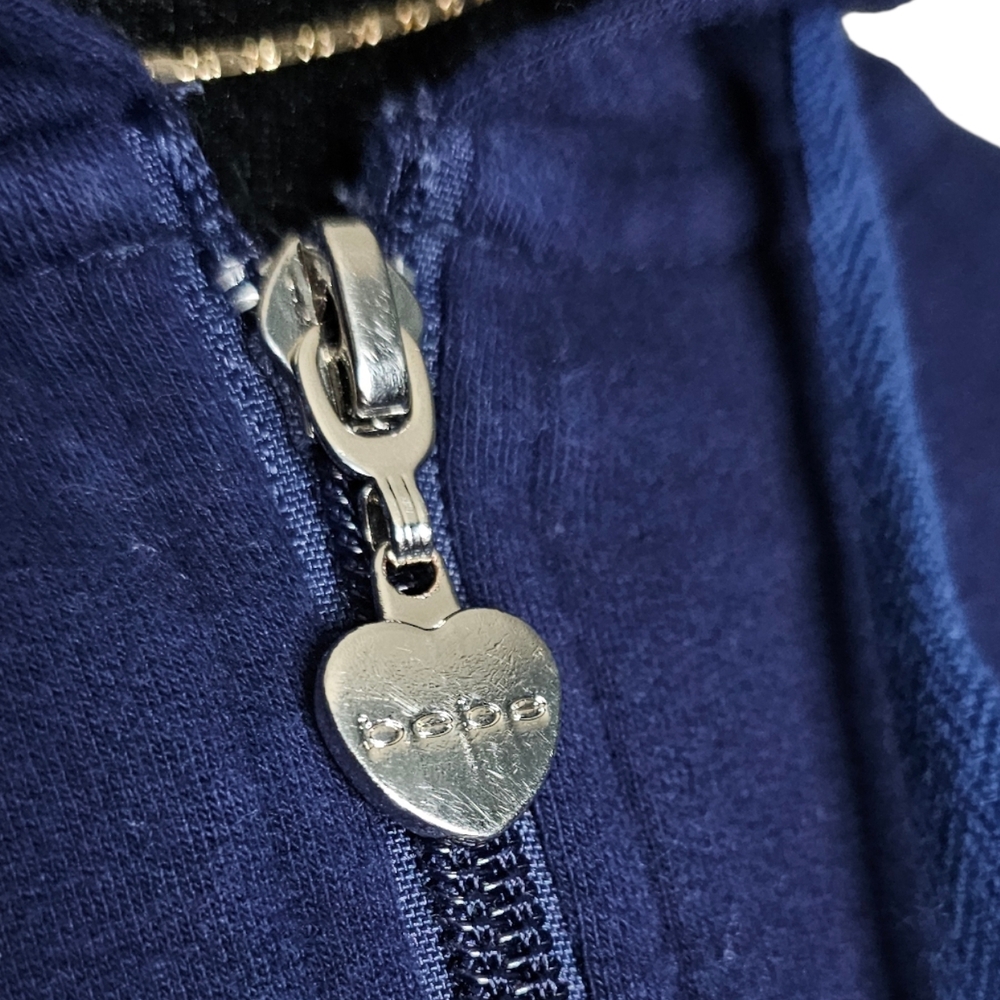 Bebe Navy Hoodie with Silver Heart Zipper - Picture 3 of 6